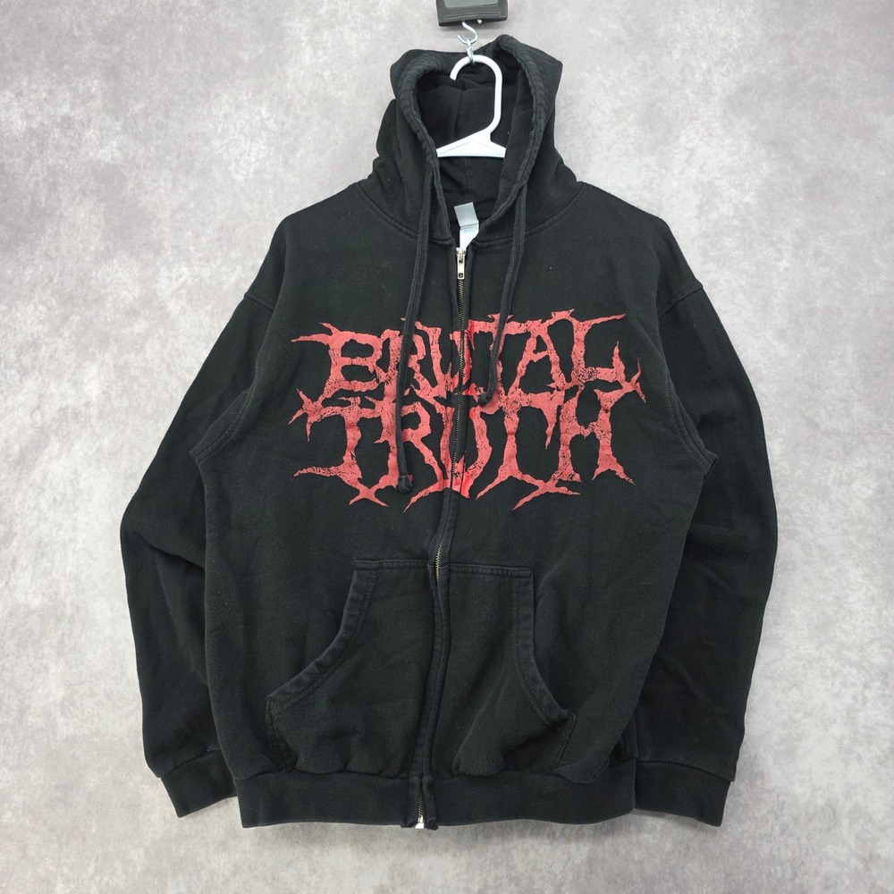 Brutal Truth Band Hoodie Mens Medium Black Zip Up Kill Neglect Grindcore Tultex